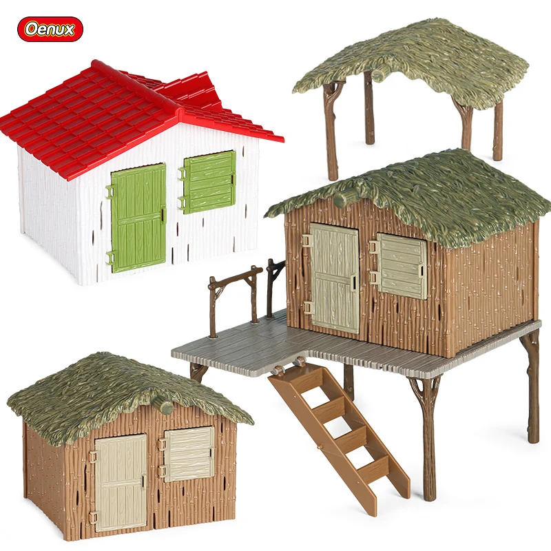 

Oenux Farm House Model Action Figure Staffer Feeder Sheep Cow Pig Duck Poultry Animals Set Figurines Educational Toy Kids Gift