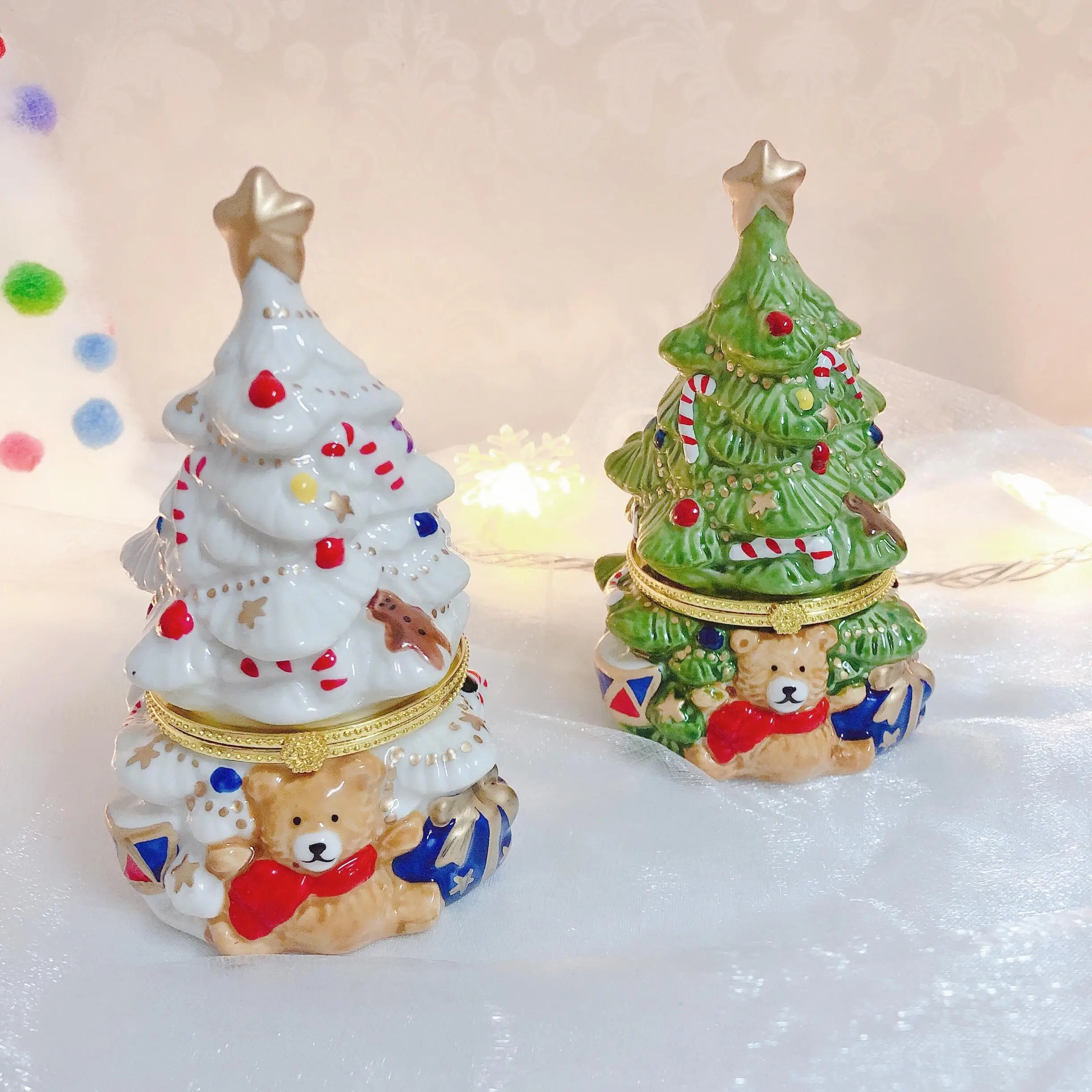 

Vintage cute jewelry jewelry box ceramic coin hand painting desktop small ornaments Christmas gift
