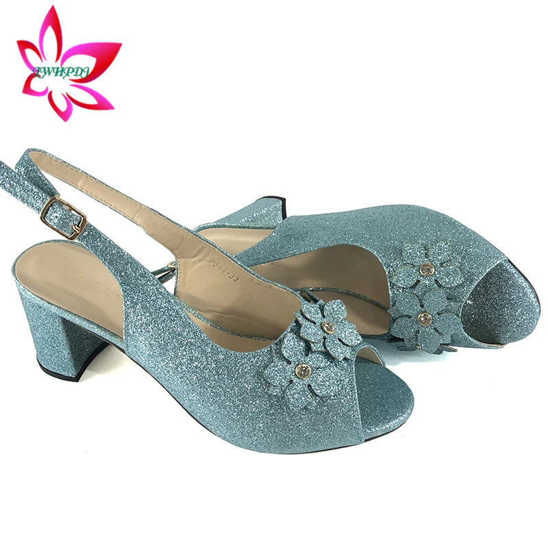 Специальные поступления 2020 свадебные голубые африканские туфли без сумки