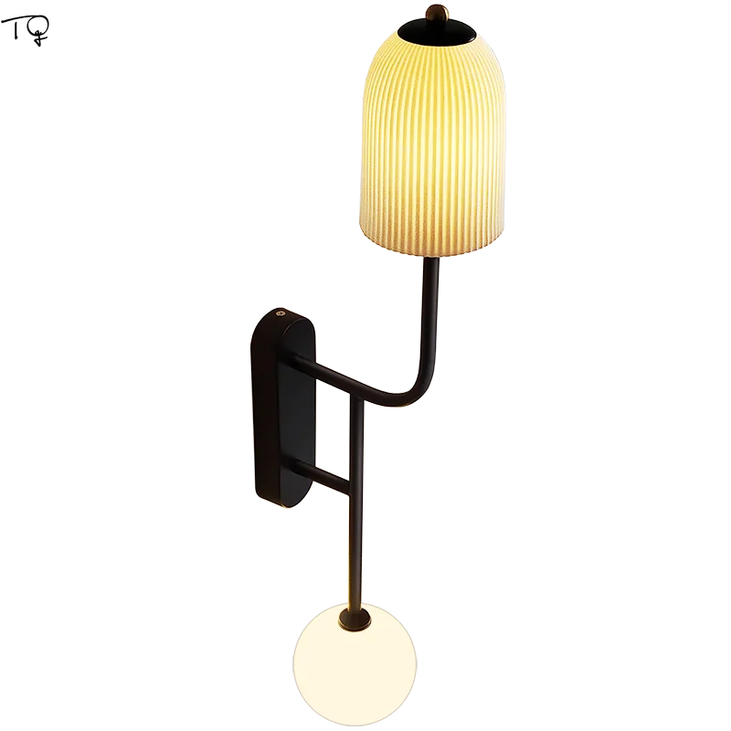 

American Countryside Ceramic Wall Lamp Designer Art Classical Indoor Lighting Decor Bedroom Living Room Background Stairs Study