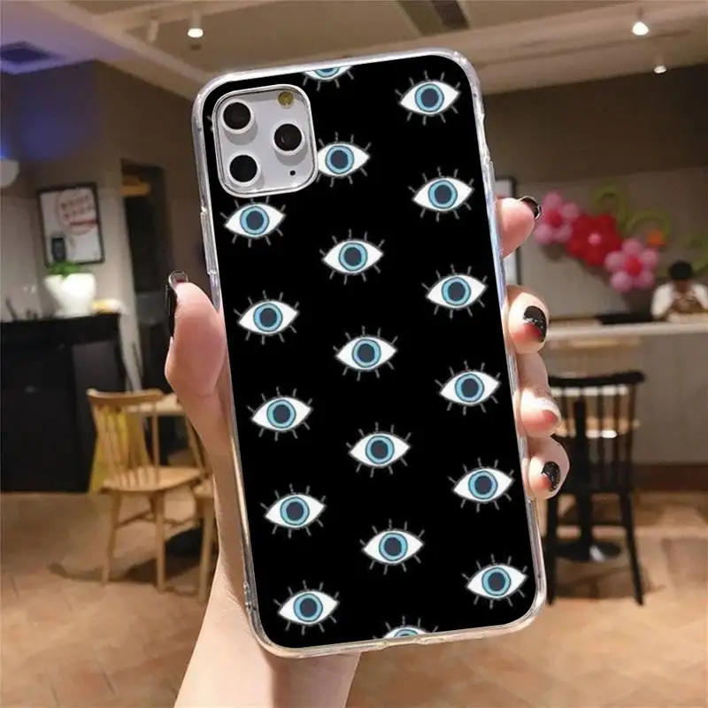 

Eye Blue Evil Eye Phone Case Transparent for iPhone 6 7 8 11 12 s mini pro X XS XR MAX Plus cover funda shell