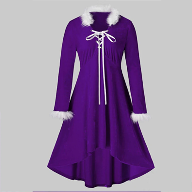 

Women's Plus Size Christmas Party Dress Swan Hair V-neck Tie Long-sleeved Casual dresses Winter vestidos elegantes para mujer