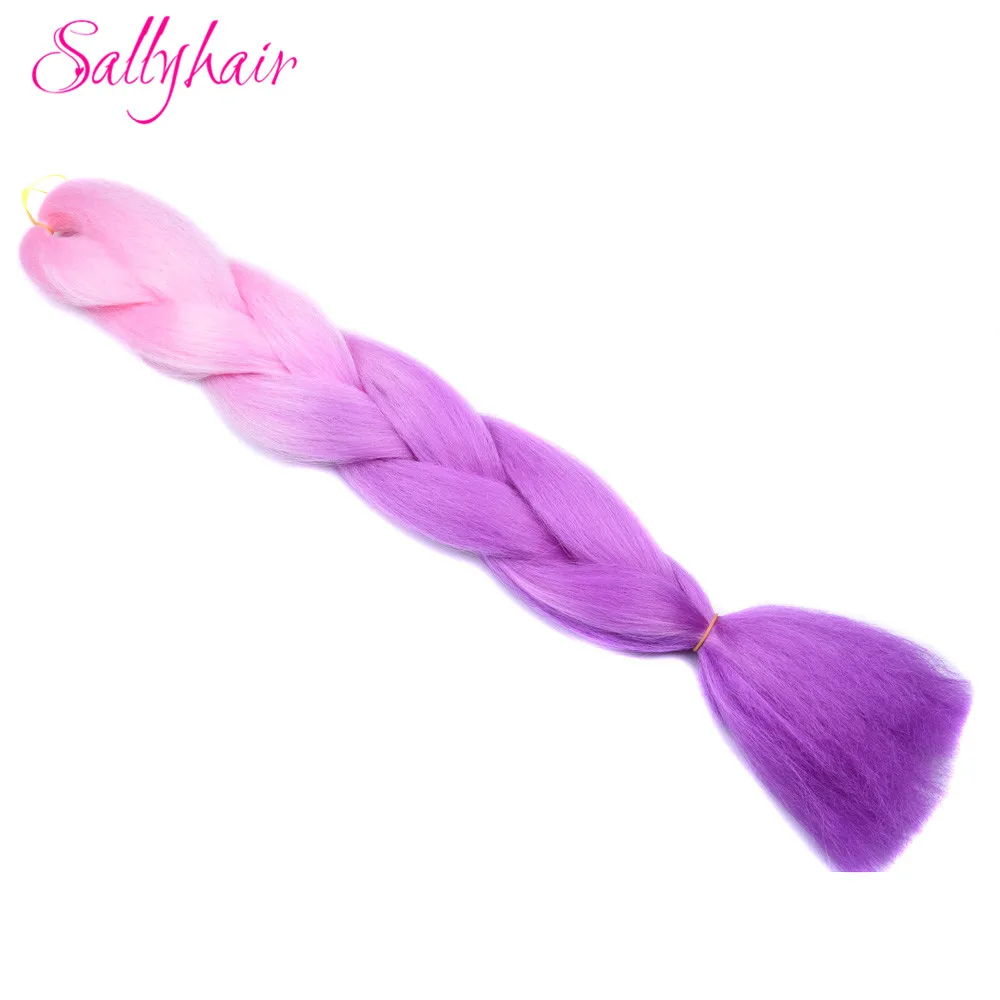 Sallyhair, 24 дюйма, Омбре, плетение волос, 2 тона, черный, винно-красный цвет, огромные косички, высокотемпературное волокно, синтетические волосы для наращивания - Цвет: #8