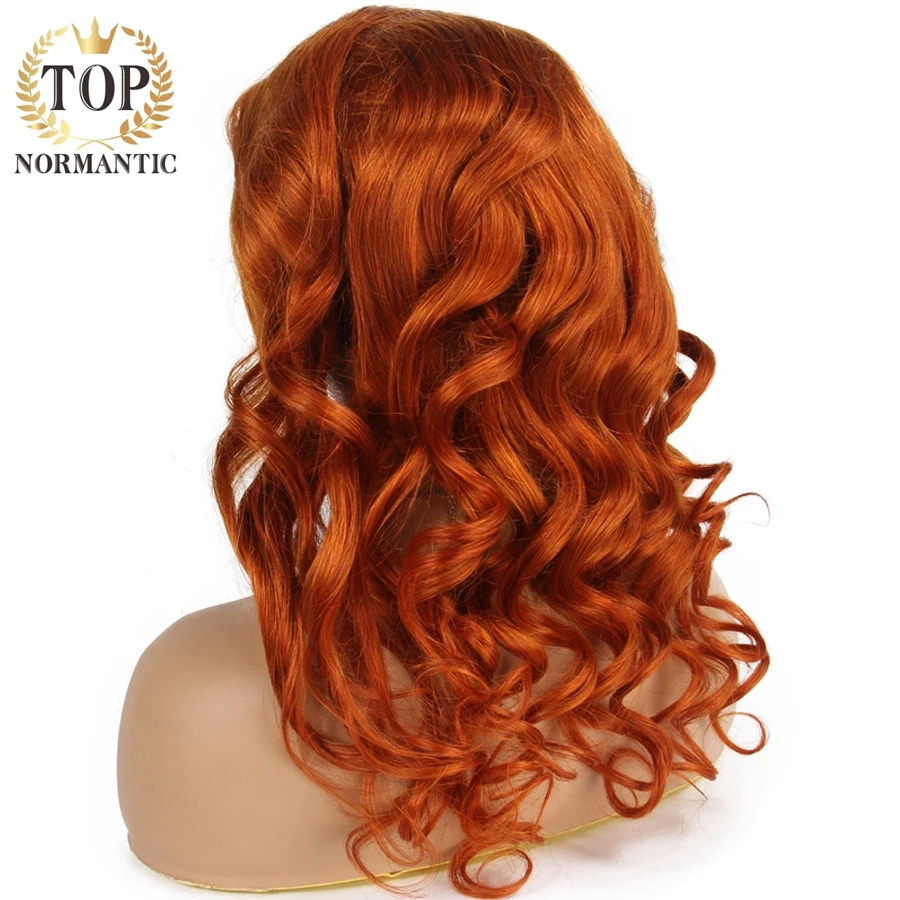 

Topnormantic Orange Color Headband Wigs Remy Human Hair Body Wave Wig Headband Scarf Wigs Brazilian Remy Hair For Women