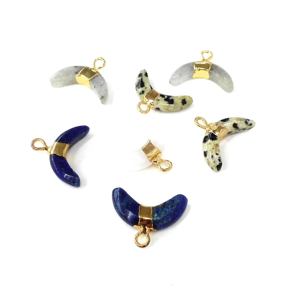 

Natural Stone Pendants Crescent Flash Labradorite Lapis Lazuli Stone Charms for Jewelry Making Necklace Bracelet Earrings Gift