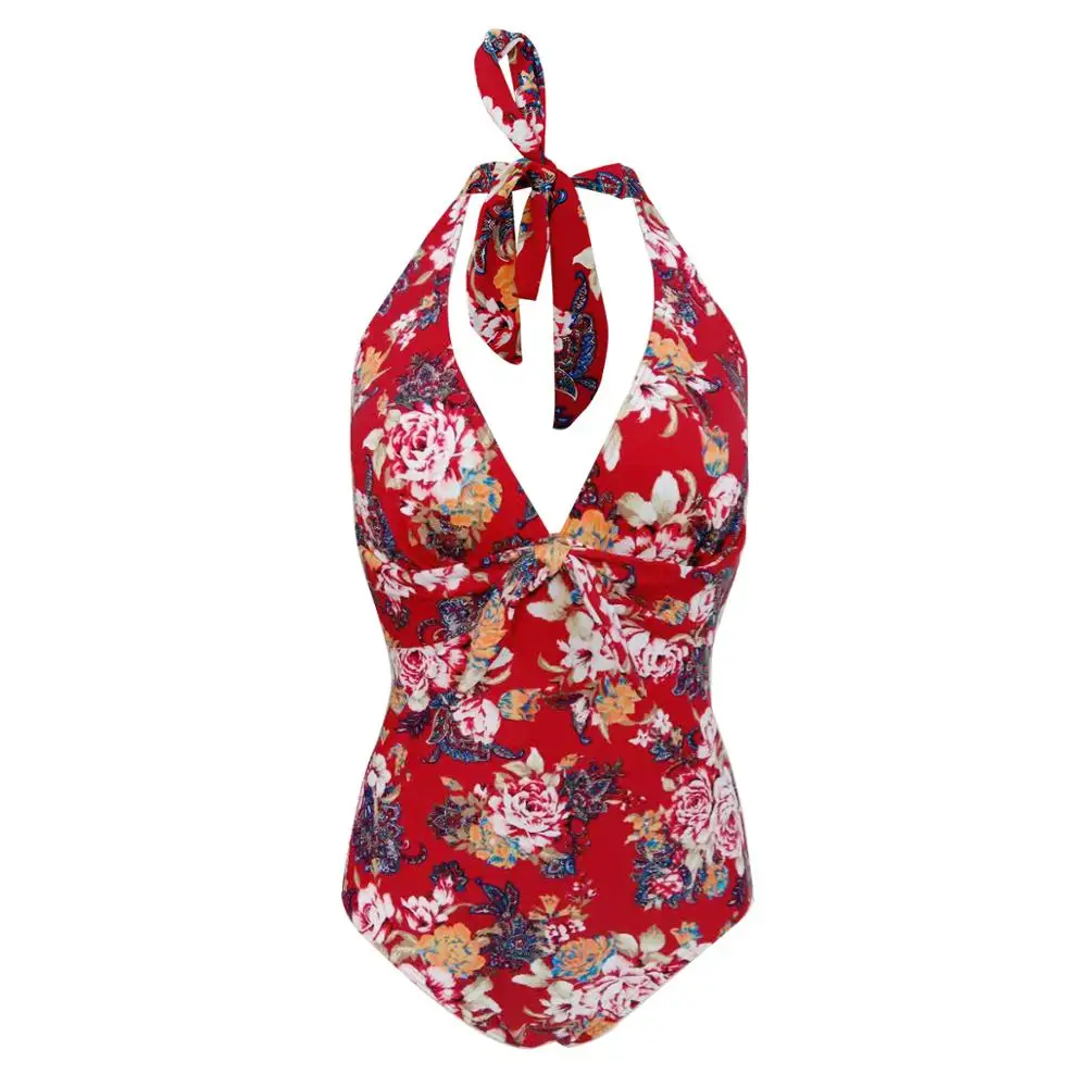 

Sexy Hanging neck backless one-piece swimsuit 2021 summer new deep V swimwear bikini women set SP1093