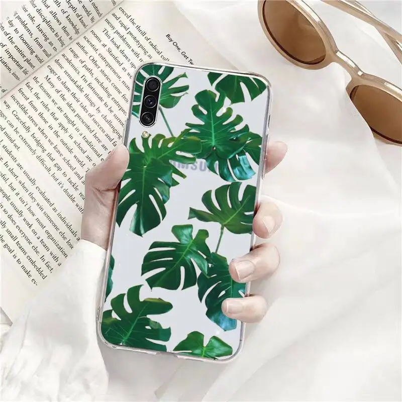 

Fashion Colorful Flower Leaves Conch Phone Case Transparent Clear For Samsung Galaxy A71 A21s S8 S9 S10 plus note 20 ultra