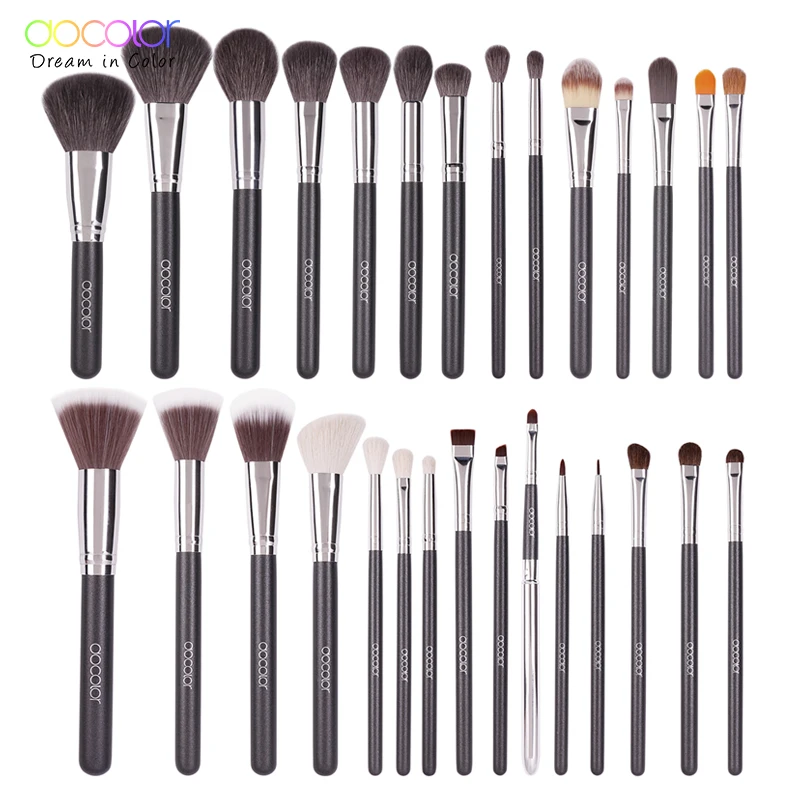 Docolor Make up расчёски для волос 29 шт. profesional макияж кисточки комплект с случае топ натуральная щетина и из синтетических волос для макияжа - Handle Color: brush without bag