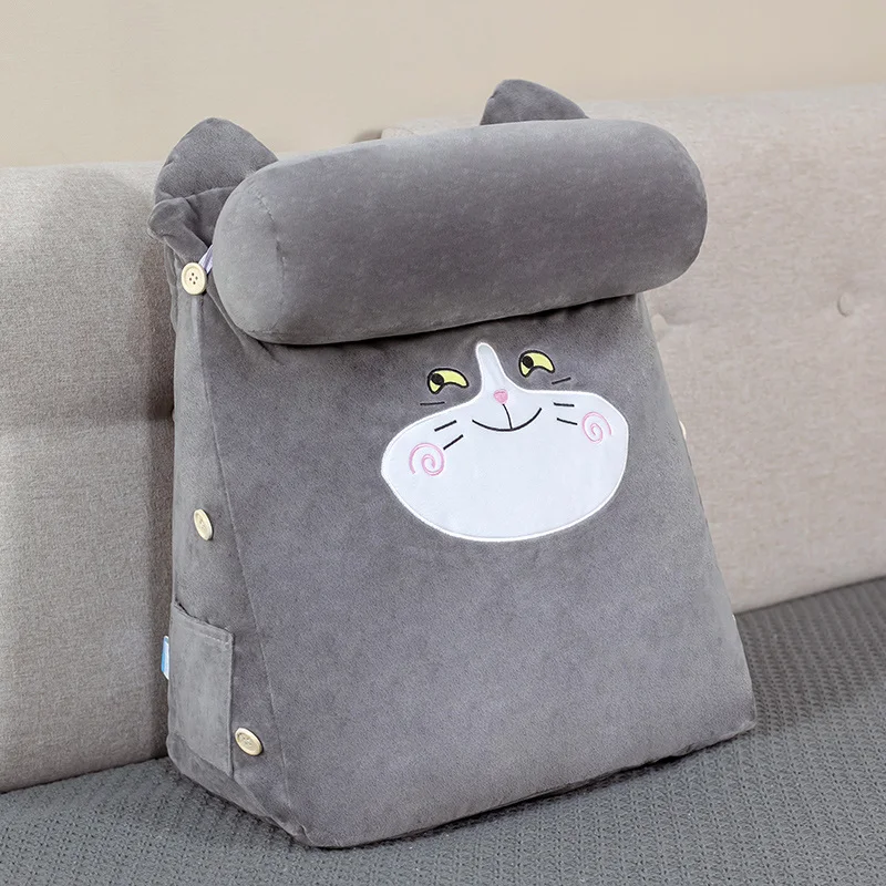 

Cute New Plush Animal Unicorn Dog Triangle Sofa Waist Cushion Bedback Reading Pillow Lumbar Support Bedrest with Pocket