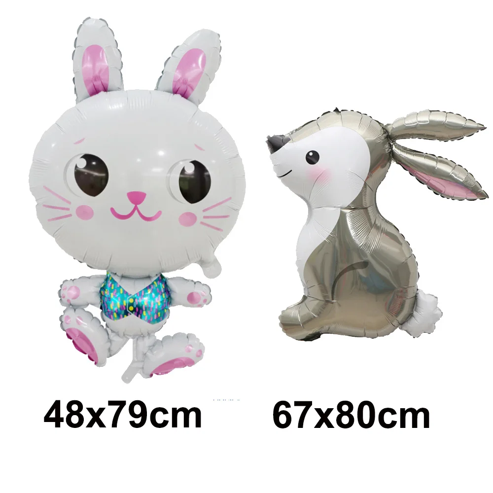 

2pcs/set Happy Easter Big Cartoon Animal Balloon Easter Rabbit Foil Balloons Birthday Party Decor Rabbit Buuny Helium Balloons
