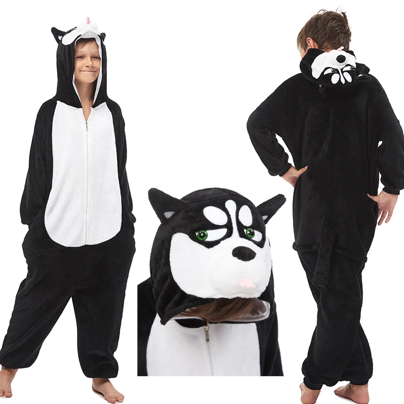 Зимние пижамы для мальчиков и девочек Kugurumi детская одежда сна с рисунком