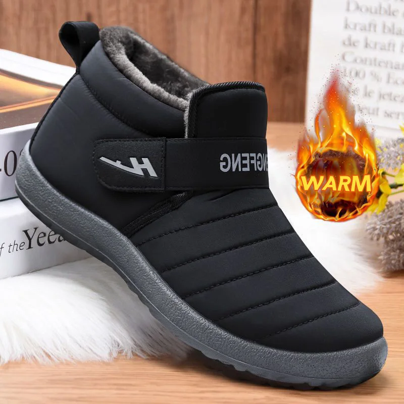 WEH Men Boots Warm 2021 trending Snow Couple Winter Shoes women Comfortable Outdoor work shoes sneakers black | Обувь