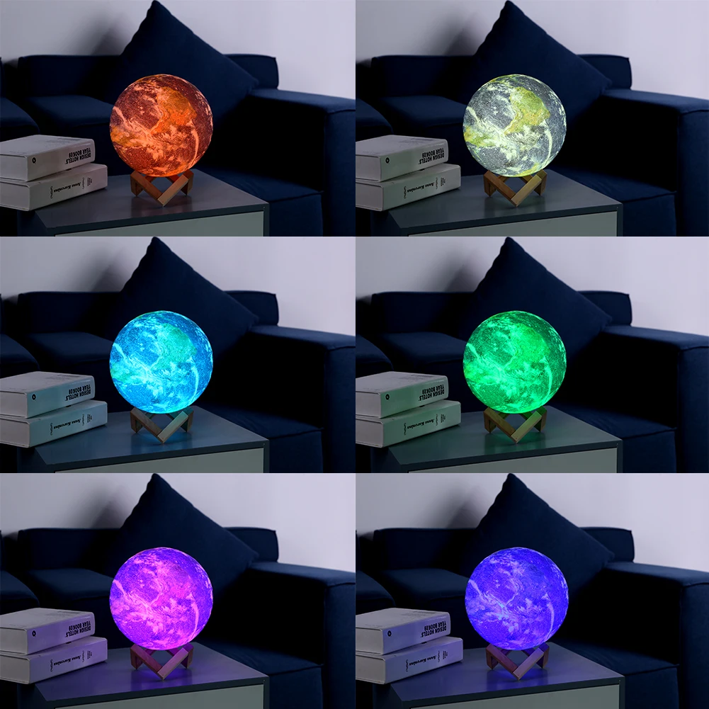 

Dropship New Arrival 3D Print Star Moon Lamp Colorful Change Touch Remote Control Night Light USB Rechargeable Home