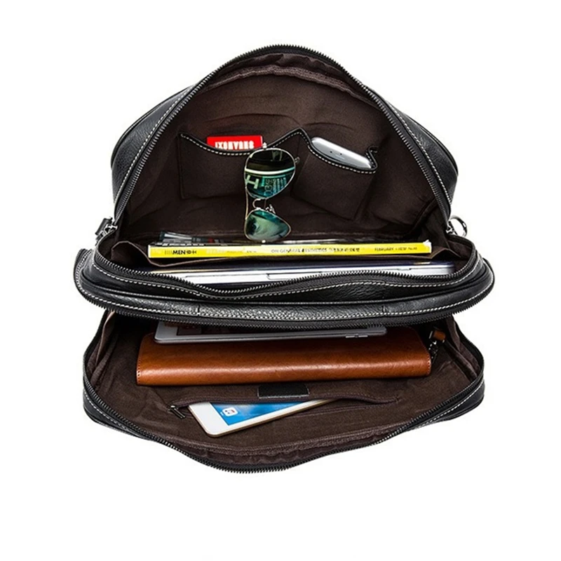 Men's Genuine Leather Briefcase Fashion Male Shoulder Bag Luxury Designer Business Handbag Cow Leather Men Women's Laptop Bag