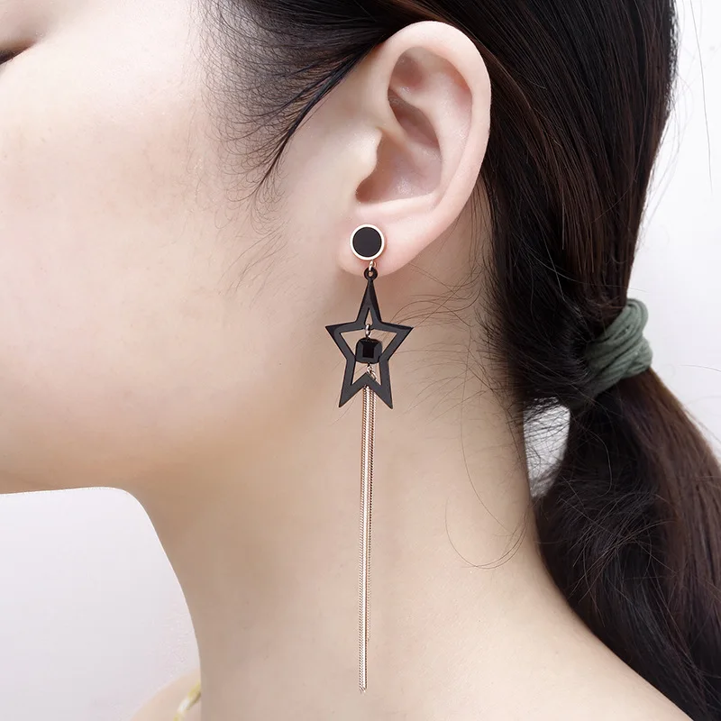 Круглые золотые серьги с кисточками в виде пентаграммы для женщин ювелирные