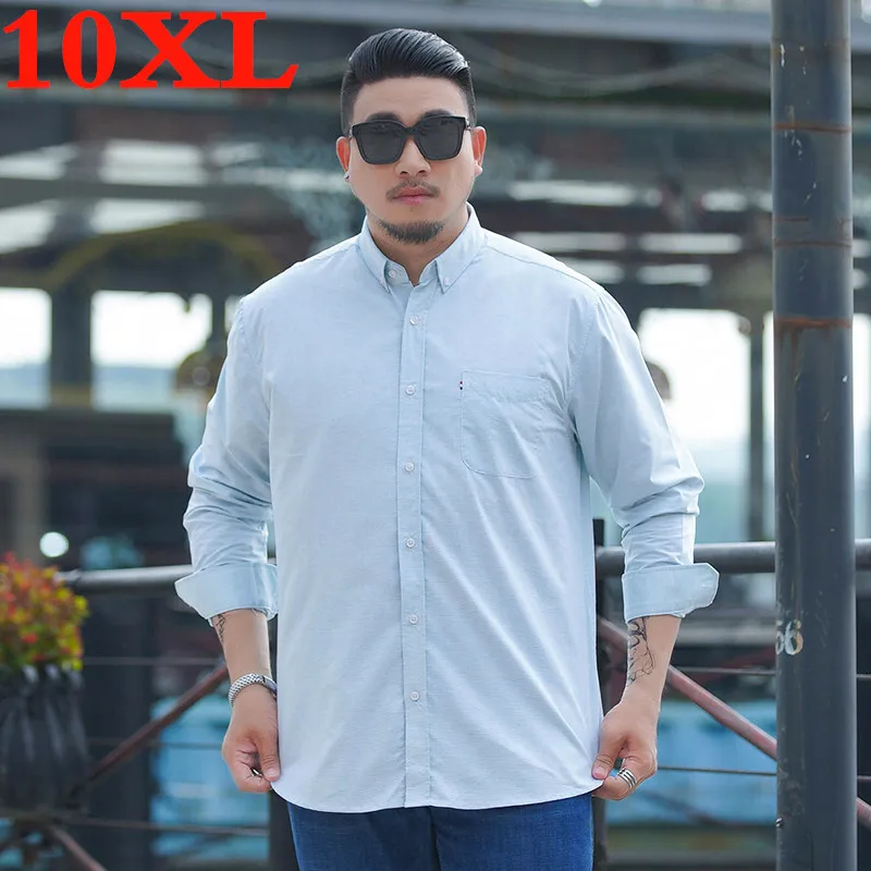 Повседневные мужские рубашки размера плюс 10XL 9XL 8XL 7XL 6XL свободные брендовые