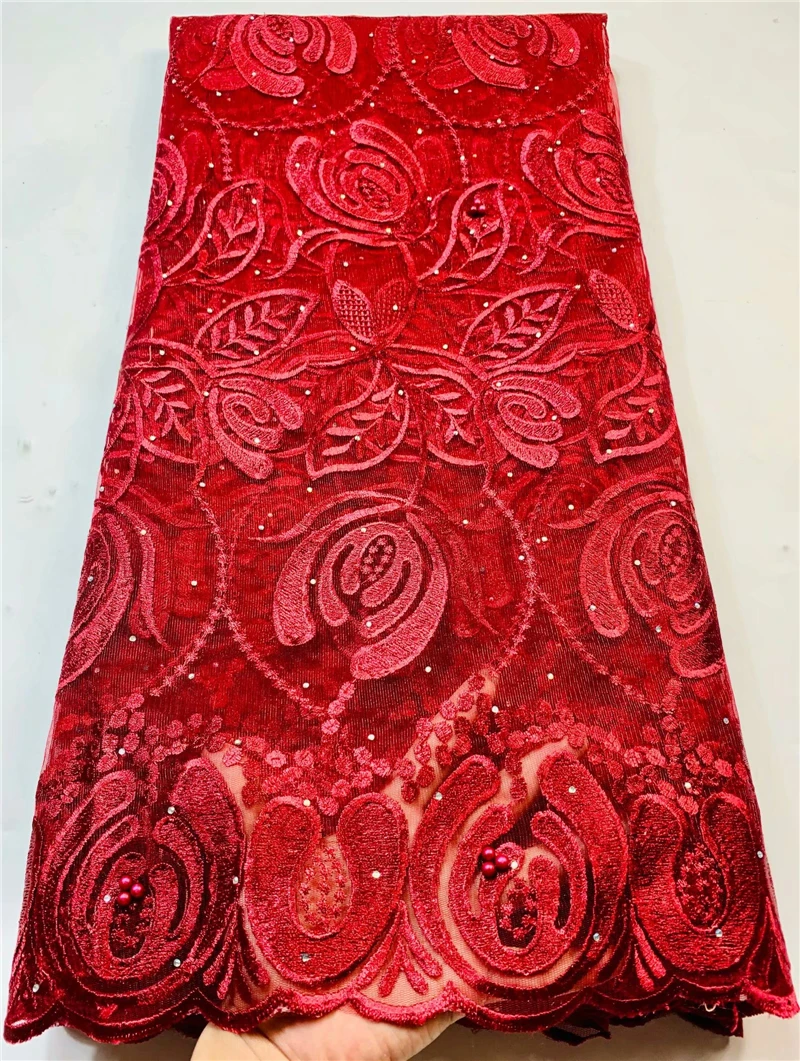 

Purple French Lace Fabric 2021 High Quality 5 Yards Nigerian Lace Fabric African Tulle Lace Fabric For Party Dress