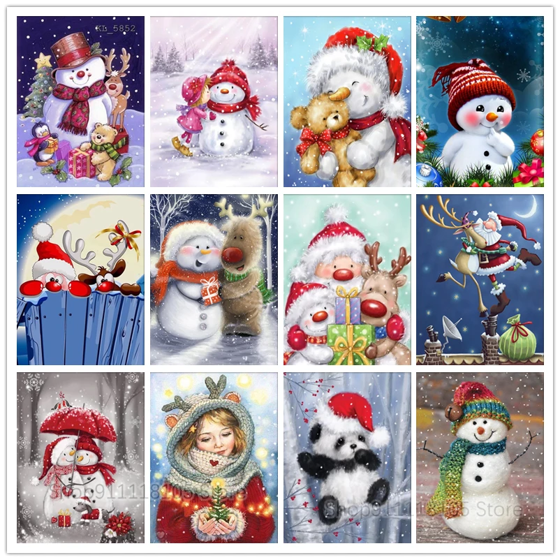 

5D Diamond Painting Diamond Mosaic Cartoon Snowman Diamond Embroidery Cross Stitch Rhinestone Picture Christmas Children'S Gift