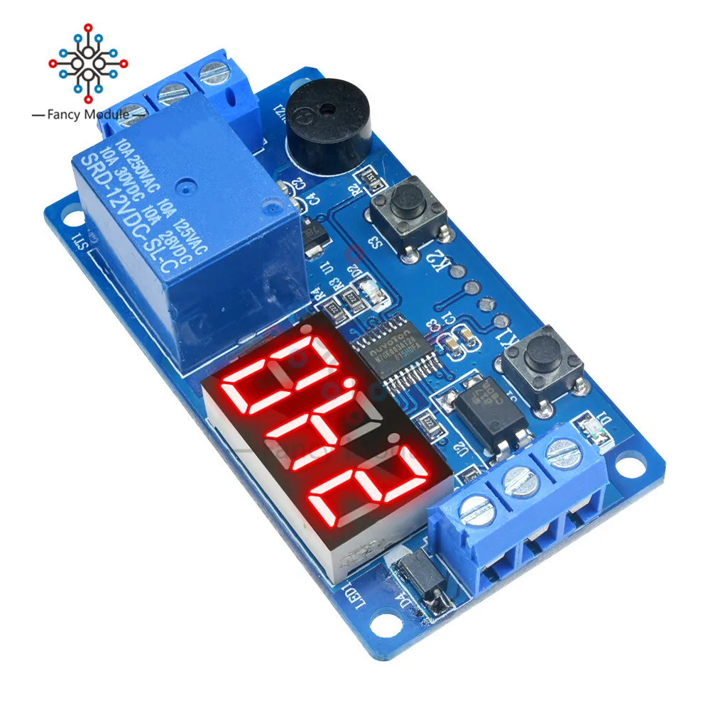 Плата модуля реле времени с цифровым светодиодным дисплеем 12 В постоянного тока|