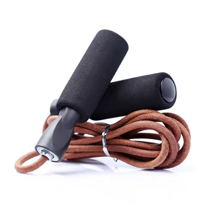 

Cowhide Leather Rope Bearing Speed Sponge Handle Adjustable Skipping Rope Professional Adult Fitness Skipping Rope