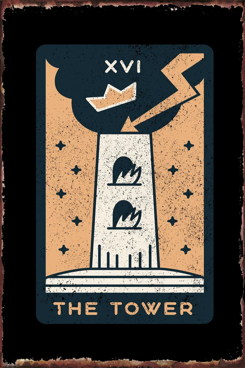 

Жестяные таблички Tarot Lover the Tower, декор для стен, винтажный металлический знак в стиле ретро, для дома, клуба, мужской пещеры, кафе, паба