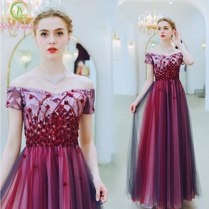SSYfashion Новый вырез лодочкой с открытыми плечами на шнуровке до пола Длина длинные