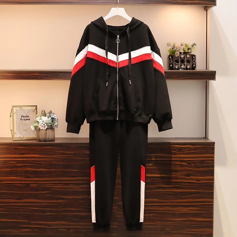 Женский спортивный костюм из двух предметов черный топ и штаны Джоггеры для зимы