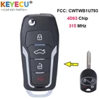 Пульт дистанционного управления KEYECU для Ford Mustang Edge, Explorer, 4 кнопки, 315 МГц, чип 4D63, CWTWB1U793