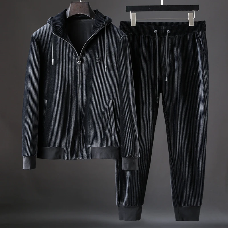 JSBD удобный теплый вельветовый повседневный спортивный костюм мужской свободный