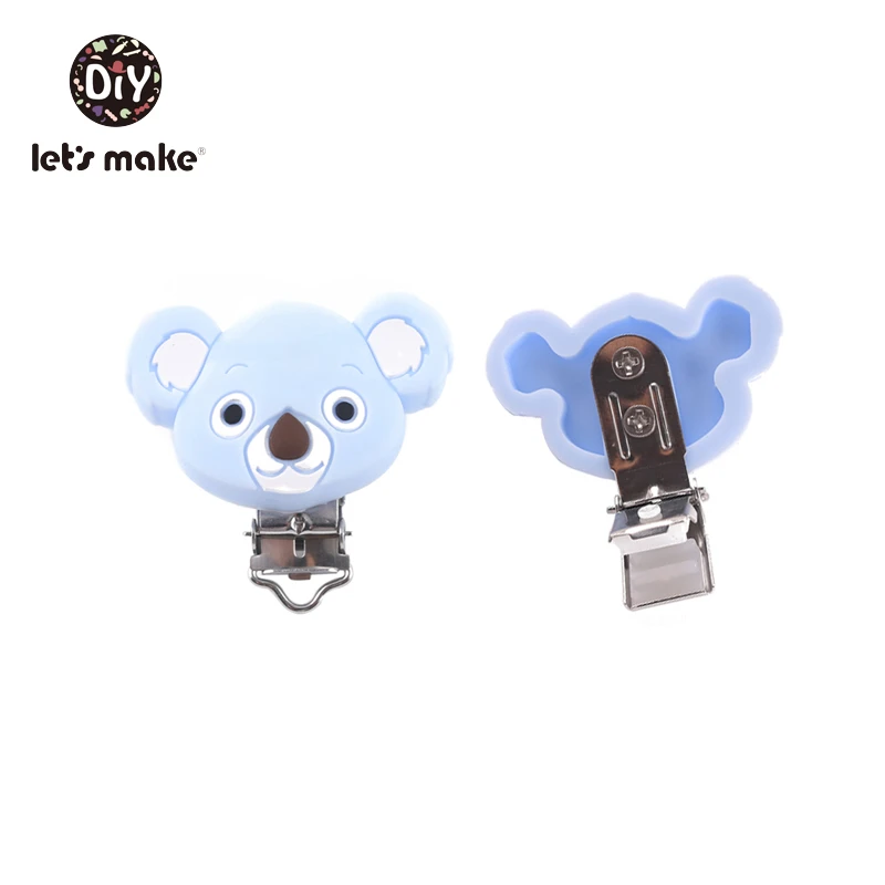 Koala Candy Pink Let's make/1 шт. силиконовый Прорезыватель для зубов, зажимы для соски, жемчужные силиконовые бусины, круглая звезда, зажимы для пустышки, уход за зубами, Детские аксессуары - Цвет: Koala Candy Pink