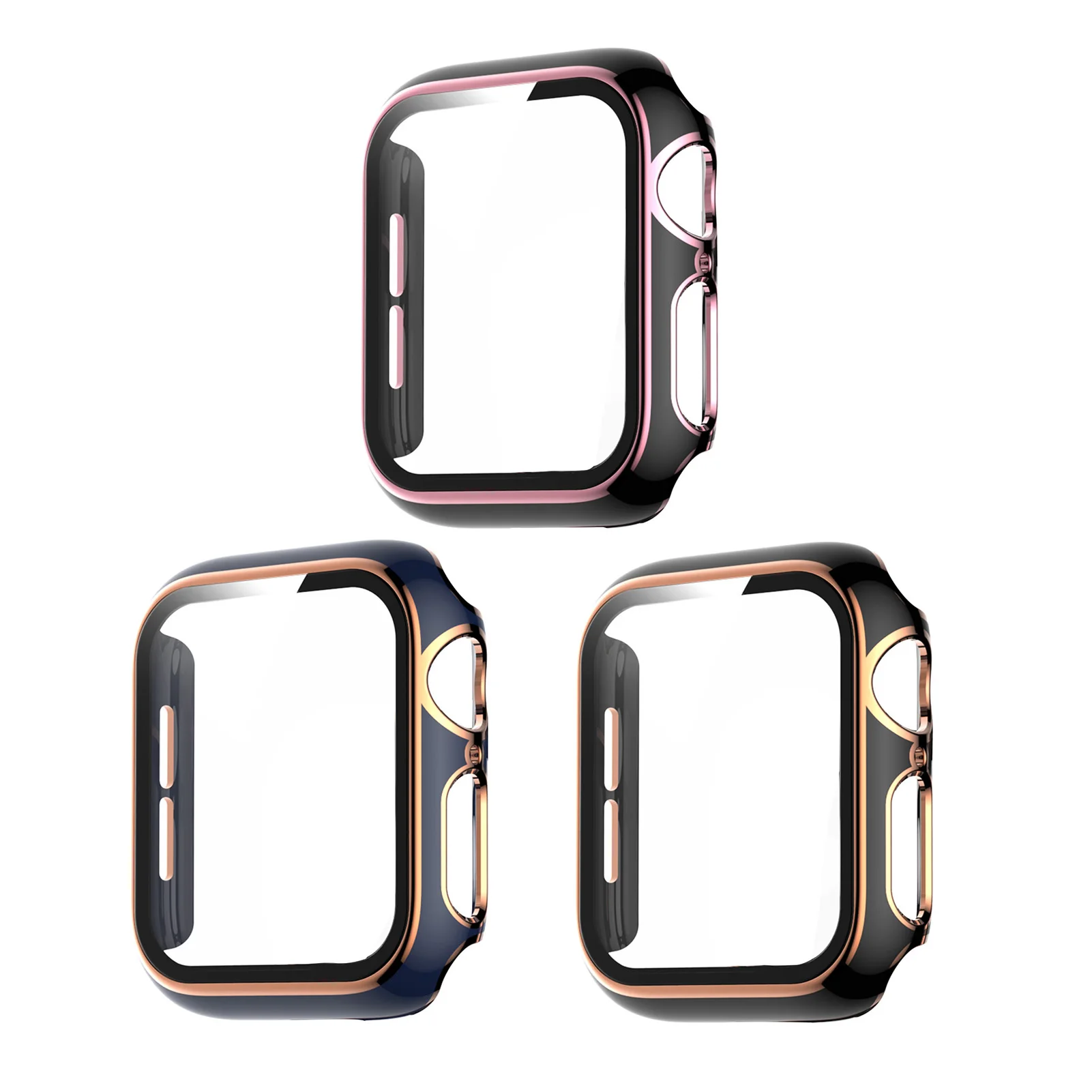

PC Hard Protective Case Shell Frame For iWatch seSeries 6/5/4/se 40mm 44mm Screen Protector Glass Cover