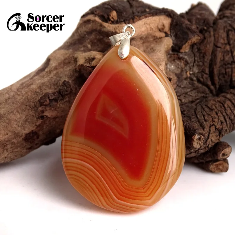 High Quality Pendentif Real Natural Red Botswana Agates Stone Pendant Chains Necklace For Women Jewelry Making BC045 | Украшения и