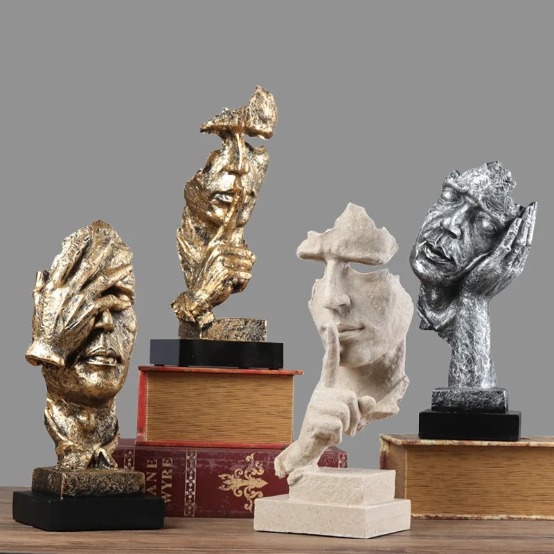 

Абстрактная скульптура, фигурка, украшения, тишина-золото, украшение для офиса, дома, стола, аксессуары, современное искусство, украшение из ...