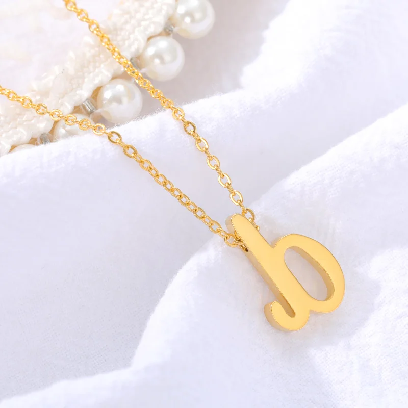 Small Letter a-z Necklaces &amp Pendants Stainless Steel Gold Color Perforated Alphabet Initial Necklace Women Fashion Jewelry | Украшения