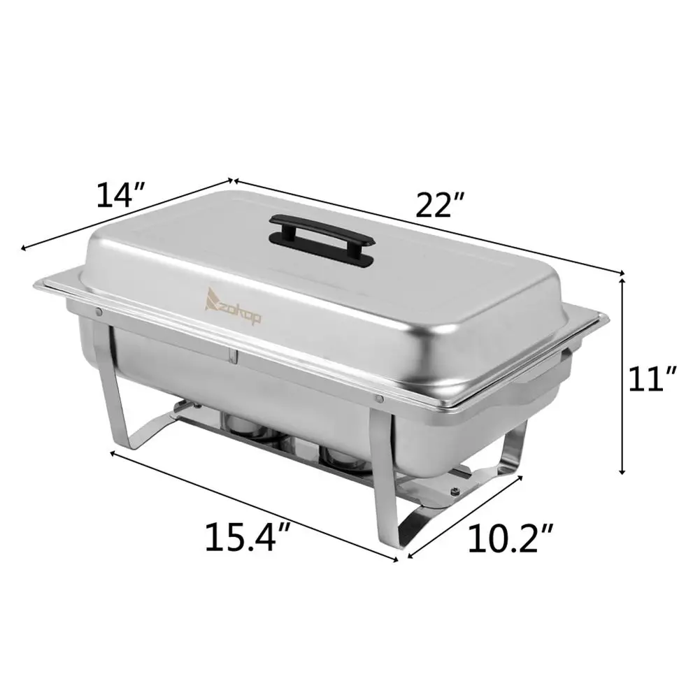 

ZOKOP 9L*2 Three Sets of Dishes 3*1/3 Stainless Steel Rectangular Buffet Stove