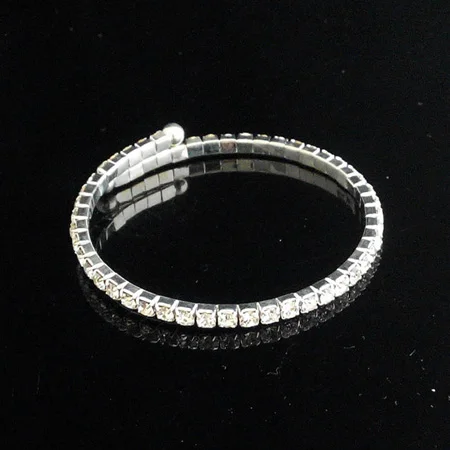 1rowSilver TDQUEEN браслеты с серебряным покрытием Pulseiras браслет Кристалл Стразы многорядные Спираль браслет для женщин - Окраска металла: 1rowSilver