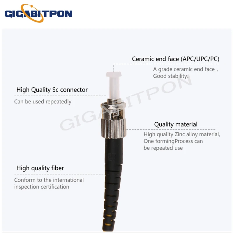 10pcs ST/UPC to ST/UP SM 3mm G652DFTTH fiber optic jumper single-mode extension jumper 1m-20m and longer meter jumper