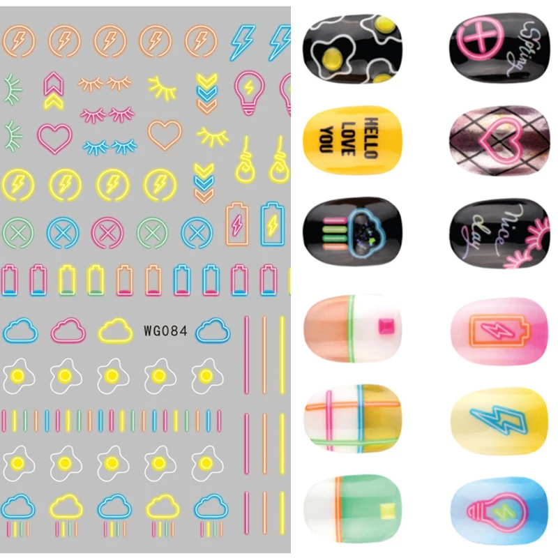 Светящиеся стикеры 3D на ногти Nail Art письмо улыбающееся лицо Дизайн Клей Украшение