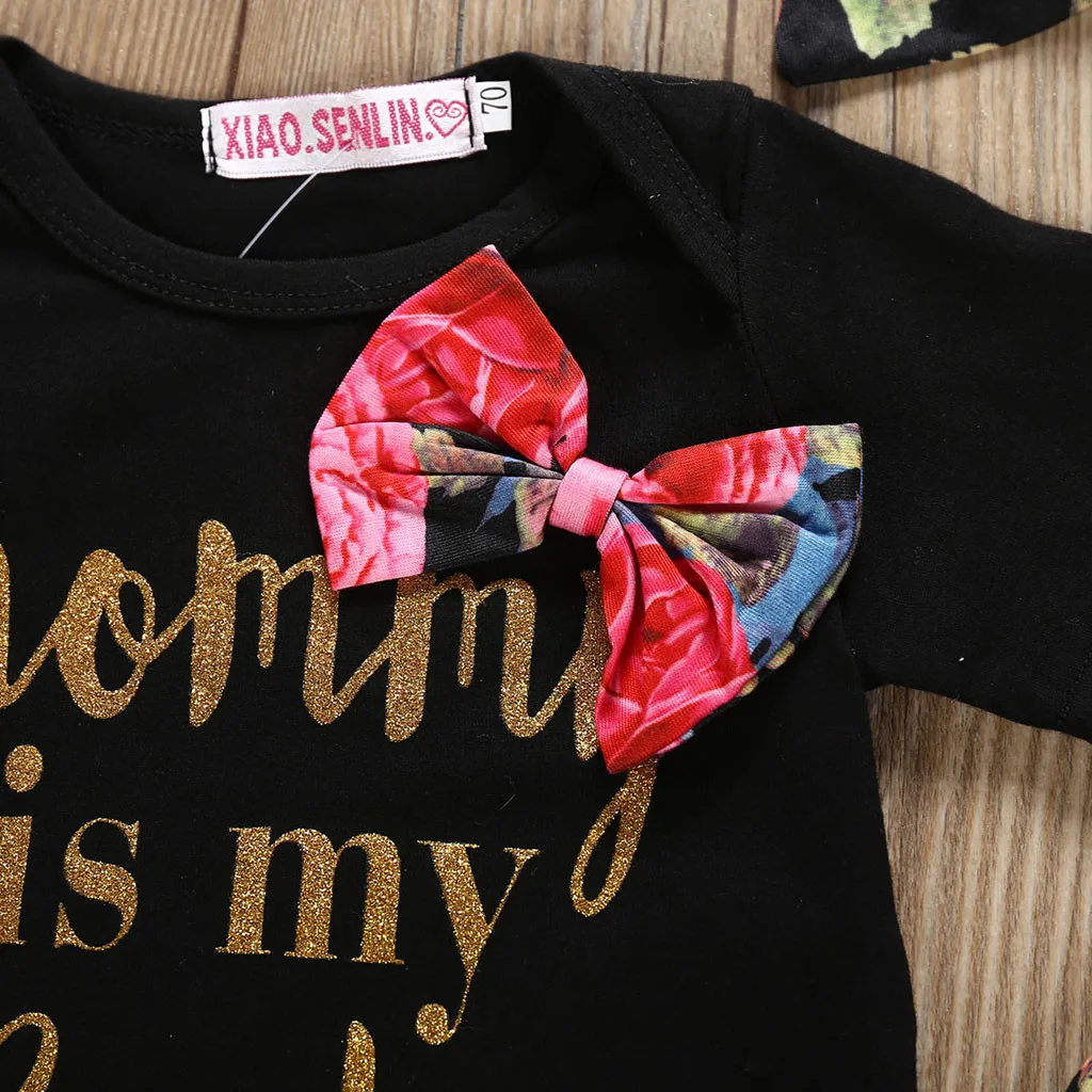 Комплект одежды для новорожденных девочек комбинезон с бантом малышей топ +