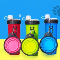 2 in 1 portable folding pet travel silicone feeding bowl food container outdoor food storage water accompanying cup