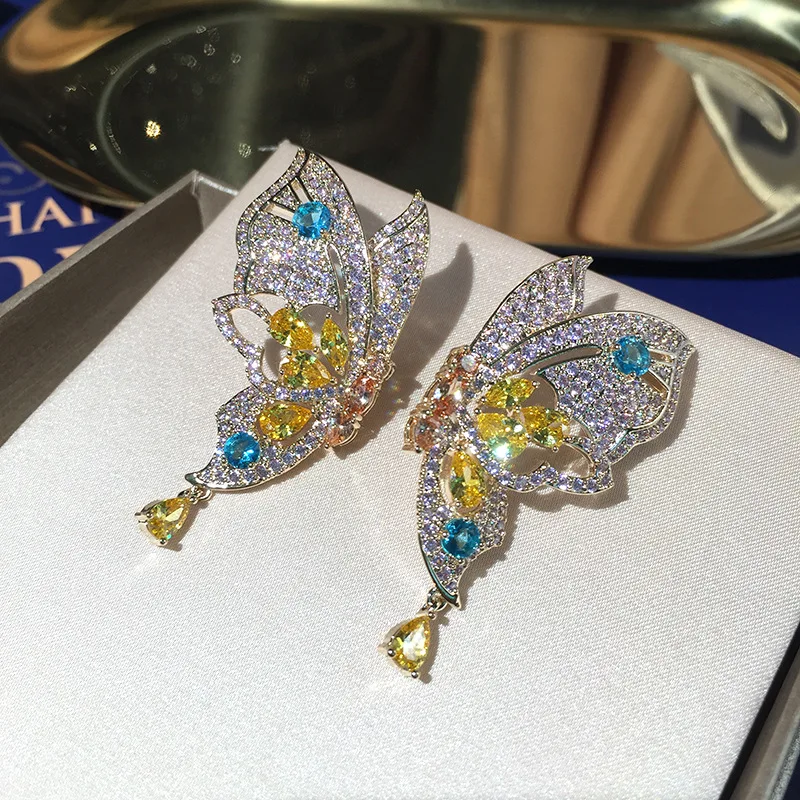 

Trendy luxury cubic zirconia butterfly earring for women