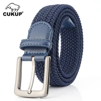 cukup unisex high quality new knitted canvas elastic belt pin styles buckle metal jeans accessories for men multicolor cbck141