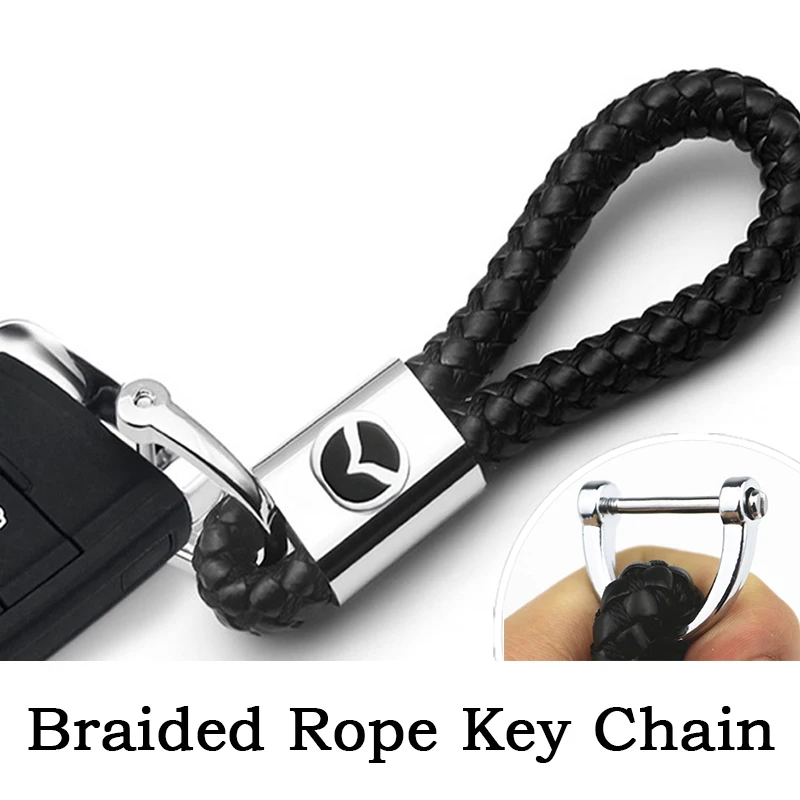 

Braided Rope Car Logo Key Chain Leather Alloy Metal Key Ring Keychain Auto Interior Accessories For Mazda 2 3 5 6 2017 CX-4 CX-5