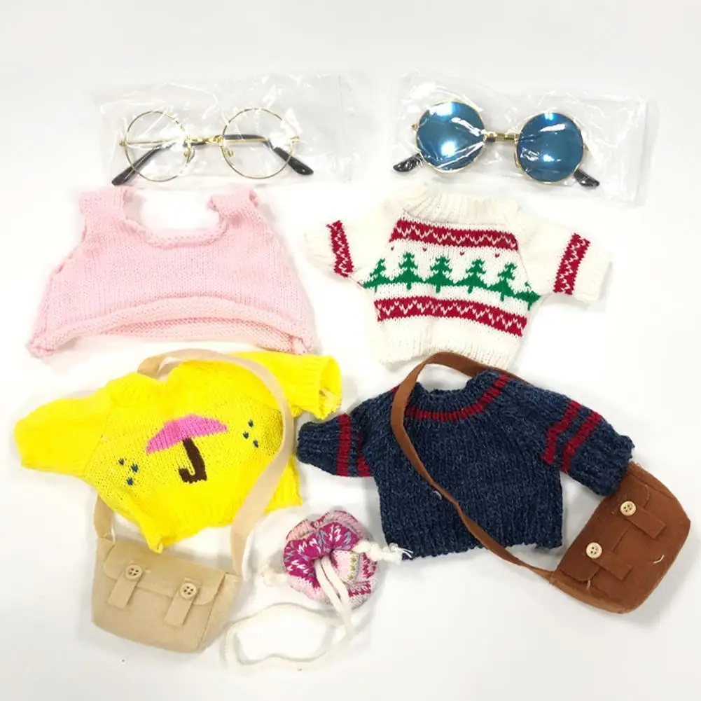 

30CM Little Yellow Duck Clothing Accessories Plush Toy Glasses Hat Set Cafe Duck Accessories Children Present Birthday