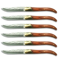 4610pcs 22 5cm 8 25 laguiole steak knives hammer blade dinner knife wood handle copper japan tableware set creative cutlery