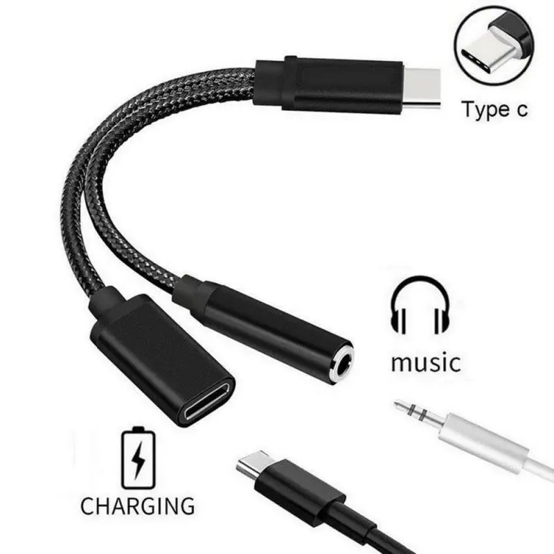 2 в 1 USB C Type-C до 3 5 мм AUX разъем для наушников зарядный кабель адаптер сплиттер Xiaomi