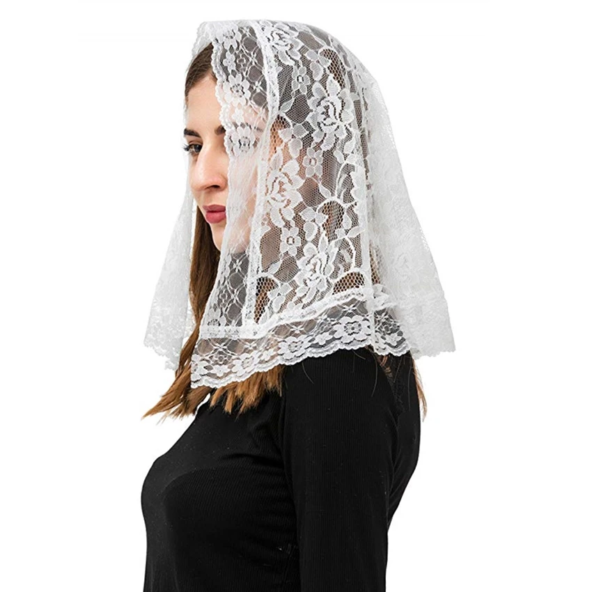 ISHSY черная белая кружевная Мантилья католическая вуаль для церковной