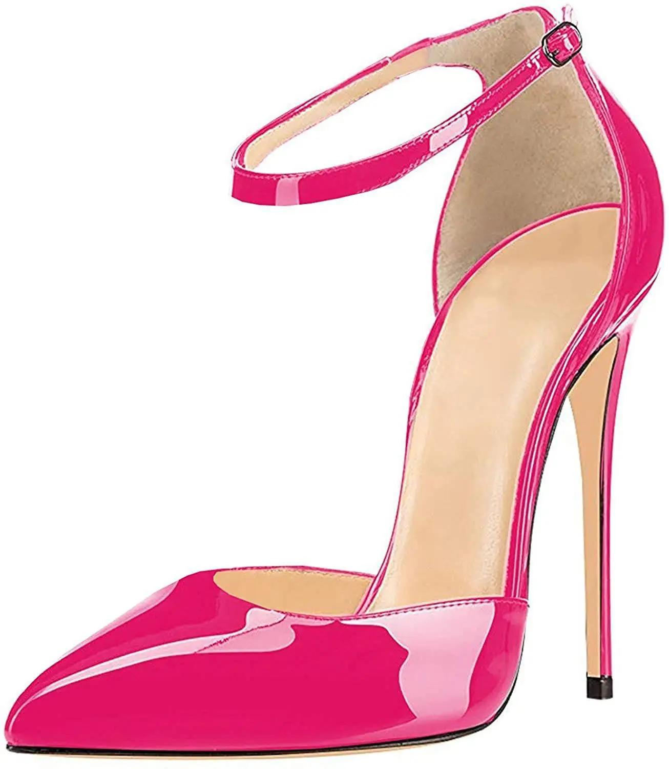 Vestido de Casamento Feminino Sexy Slingback Apontou Toe Tornozelo Cinta Stilettos Salto Alto Festa Sapatos Tamanho Grande 34-46 Pumps12cm