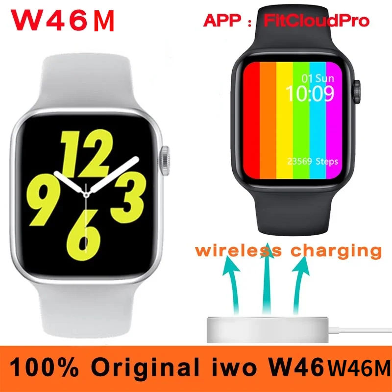 

Original iwo W46M Smart Watch 2020 ECG Wireless charging 40MM 44MM Body Temperature IP68 Waterproof DIY Face iwo W46 Smartwatch