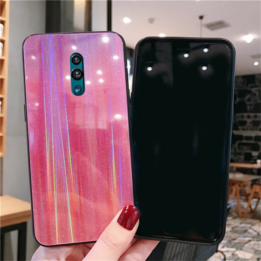 Laser Gradient Glass Case for OPPO Realme 5 Pro X Q F9 F11 A5 A9 A7X K3 Coque Cover For Reno 2 Z 10X Zoom Find Protective |